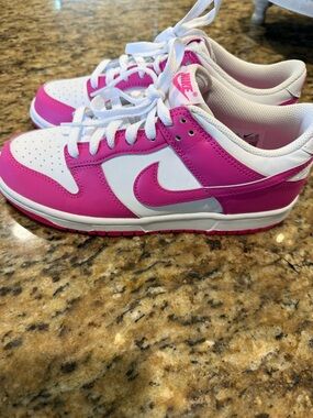 Nike White and Hot Pink Low-Top Sneakers